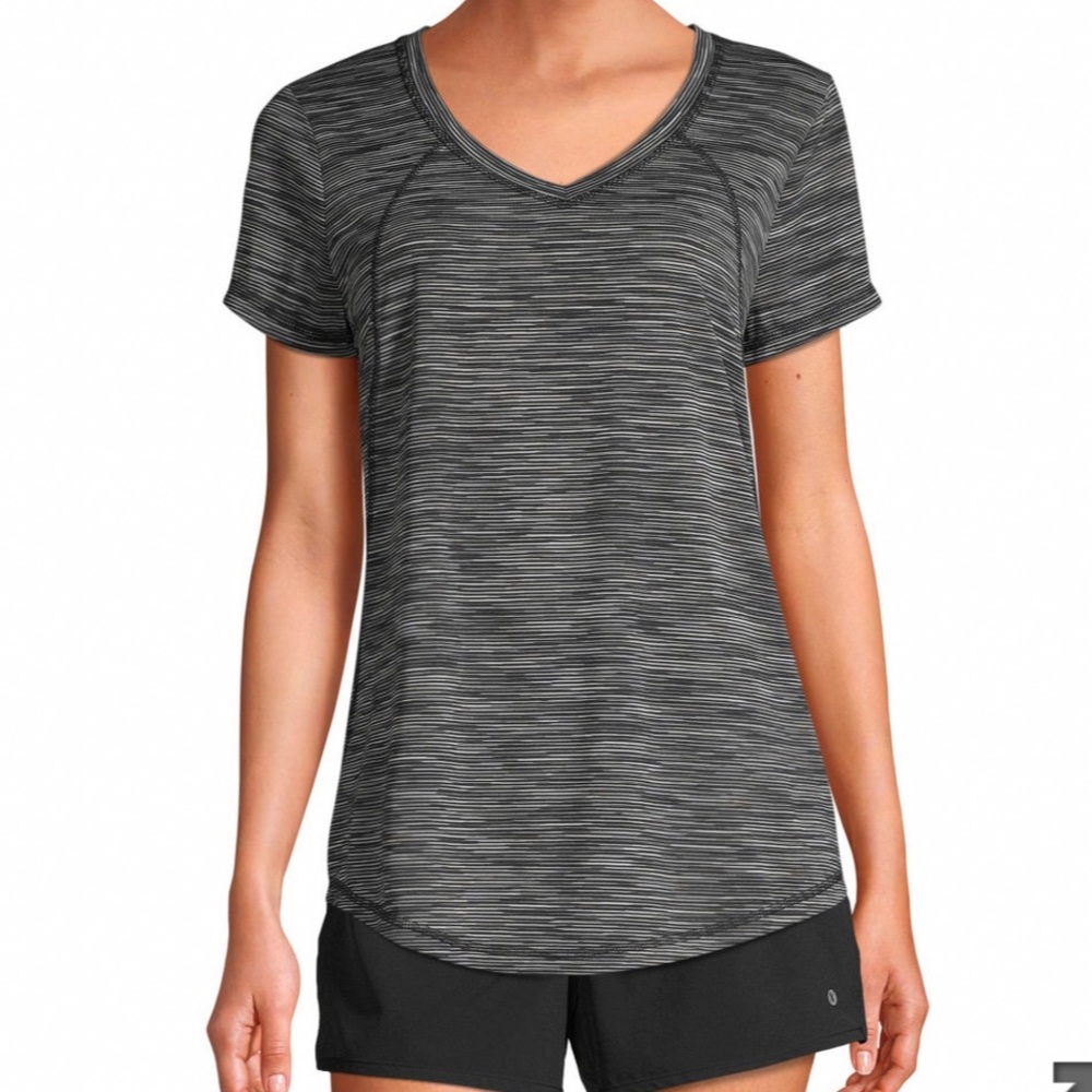 Xersion Charcoal and Black Striped Short Sleeve Tee